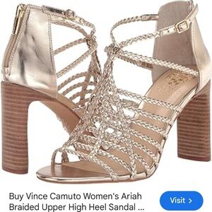 Vince Camuto Braided Metallic High Heel Sandal - Rose Gold